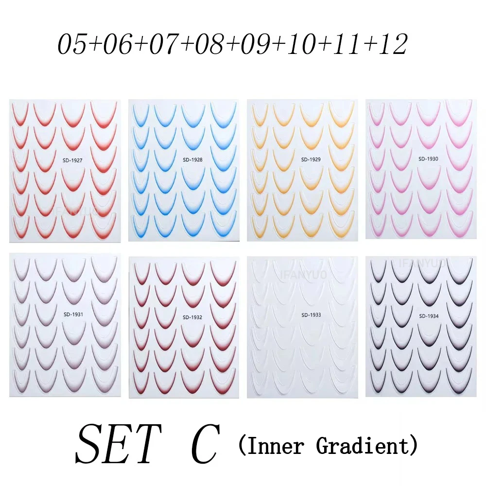 Gradient French Line Manicure Nail Art Stickers - Self-Adhesive Decals