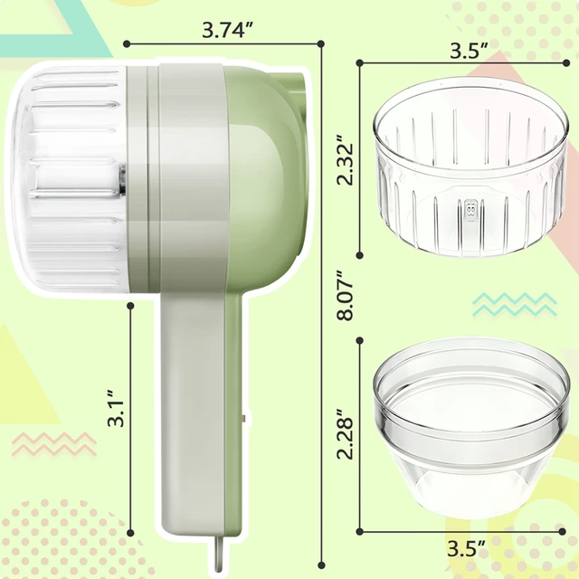4 Az 1 -Ből Kézi Elektromos Zöldségvágó Készlet Multifunkcionális Tartós Chili Zöldségruhás Gyömbér Masher Gép - Image 6