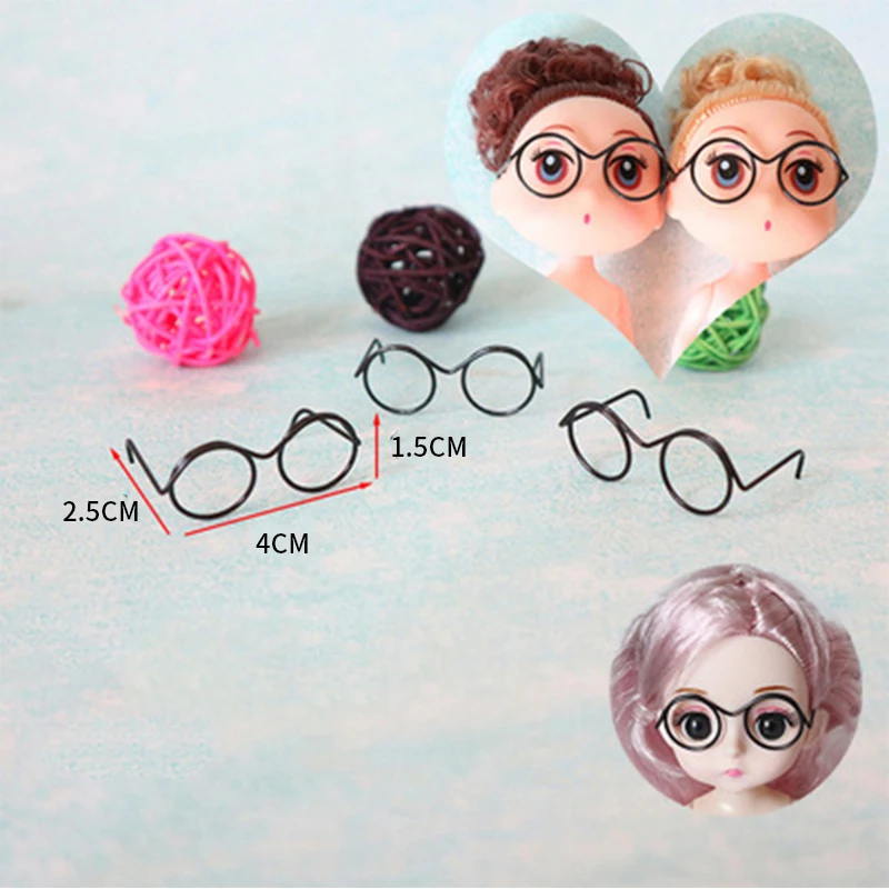 5pcs Cute Round Doll Glasses Frame for Bjd Fashion Plush Toy Glasses Dolls DIY Accessories Dress Up Toys for Girls 6