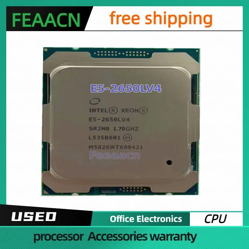 

Usado Xeon CPU E5-2650LV4 SR2N8 1.7GHZ 14 núcleos LGA2011-3 35MB 65W 14nm E5 2650LV4 processador