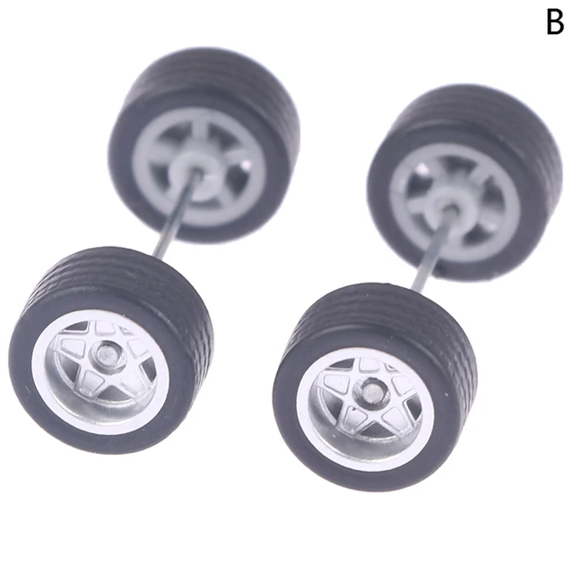 1Set 1/64 Wheels Model Car Wheels For Hotwheels With Rubber Tire Model Model Car Modified Parts