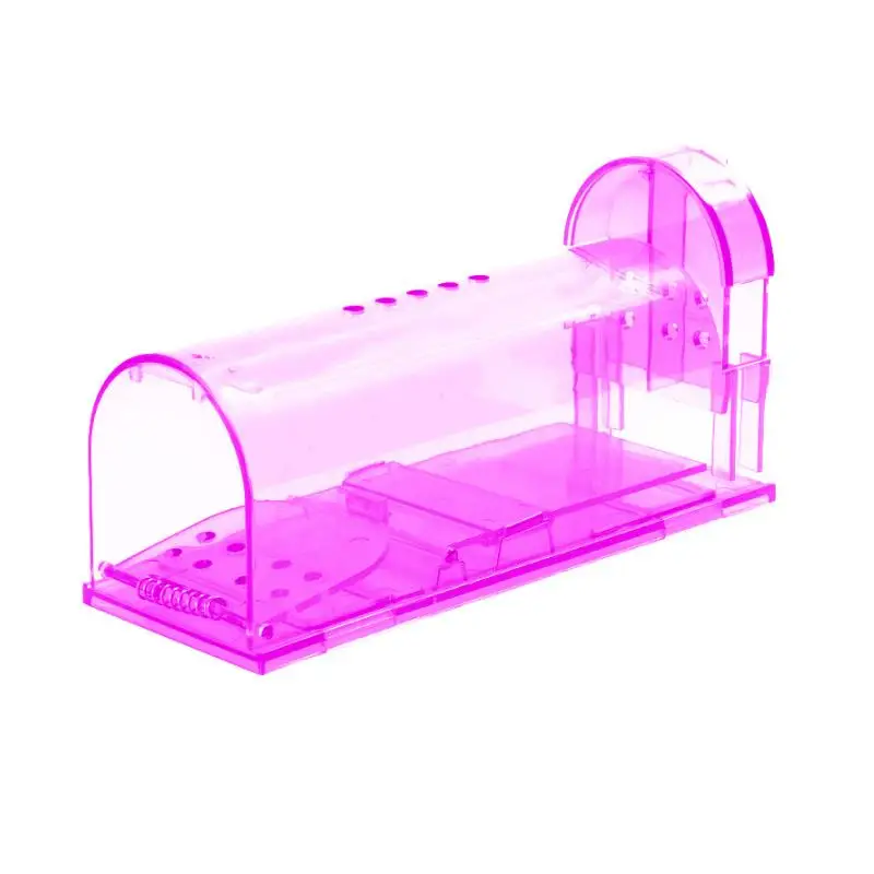 Solid Color Transparent Reusable Home Use Mousetrap Self-locking Rat Cage Humane  Live Mouse Trap For Indoor Outdoor Pest Control