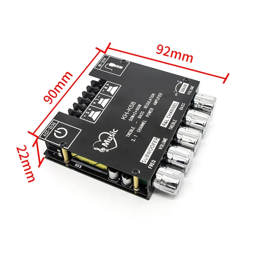 2.1 Channel Bluetooth 5.0 Subwoofer Amplifier Board 50W X 2+100W Power Audio Stereo Amplifier Board Bass AMP AUX headphone amplifier,audio decoder board