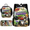 Child School Anime Blaze and the Monster Machines Backpack with Lunch Bags ,Pencil Bags ,School Bags for Boys Girls Best Gift