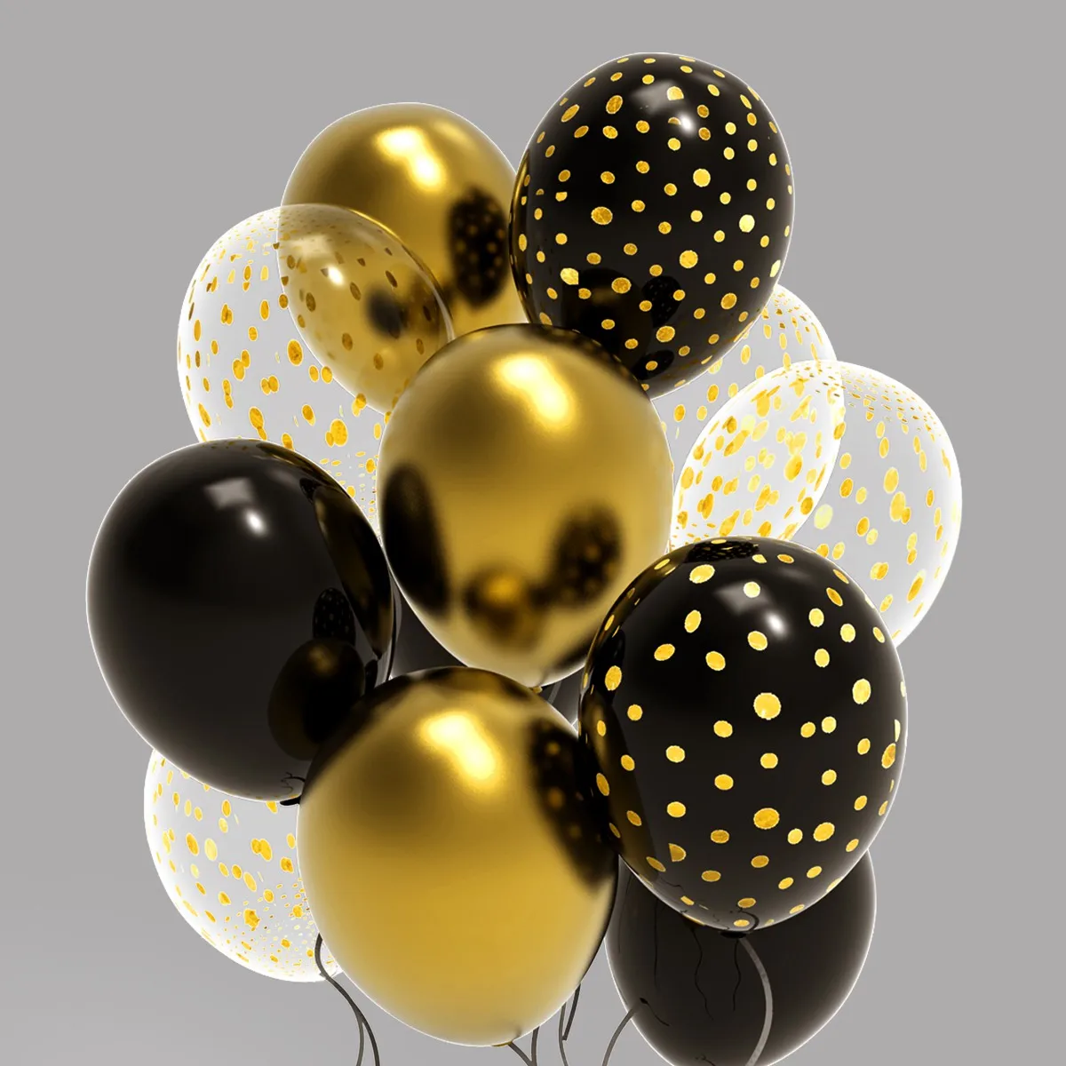 12pcs 12inch Black Gold Latex Balloons Graduation Helium Globos Adult