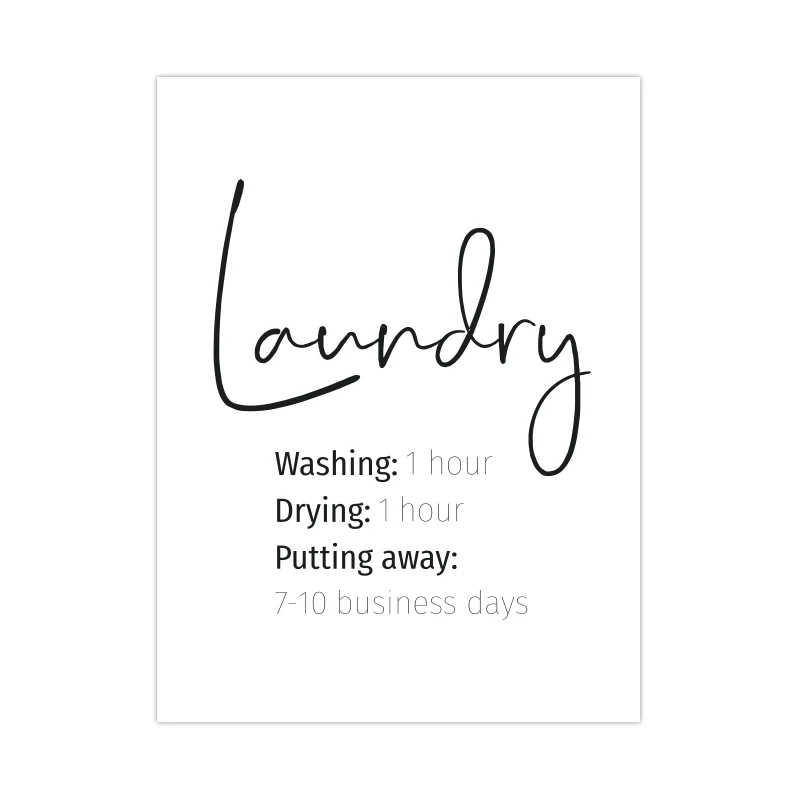 Laundry Room Art: Wash, Dry, Fold Symbols Canvas Decor Poster