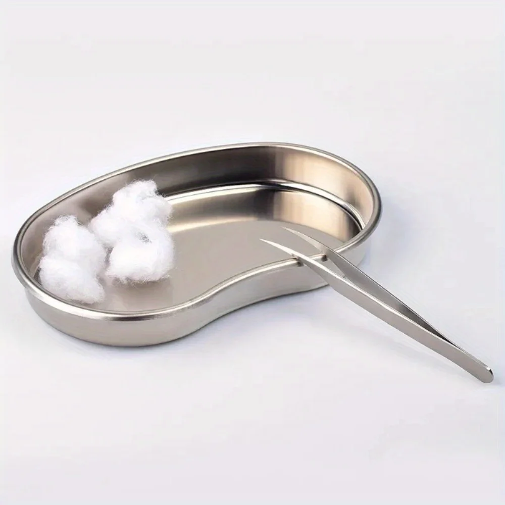 3Pcs/Set Stainless Steel Kidney Shaped Sterilized Tray Jar Pot Container Bottle Tweezers Surgical Cosmetic Tattoo Accesory 2