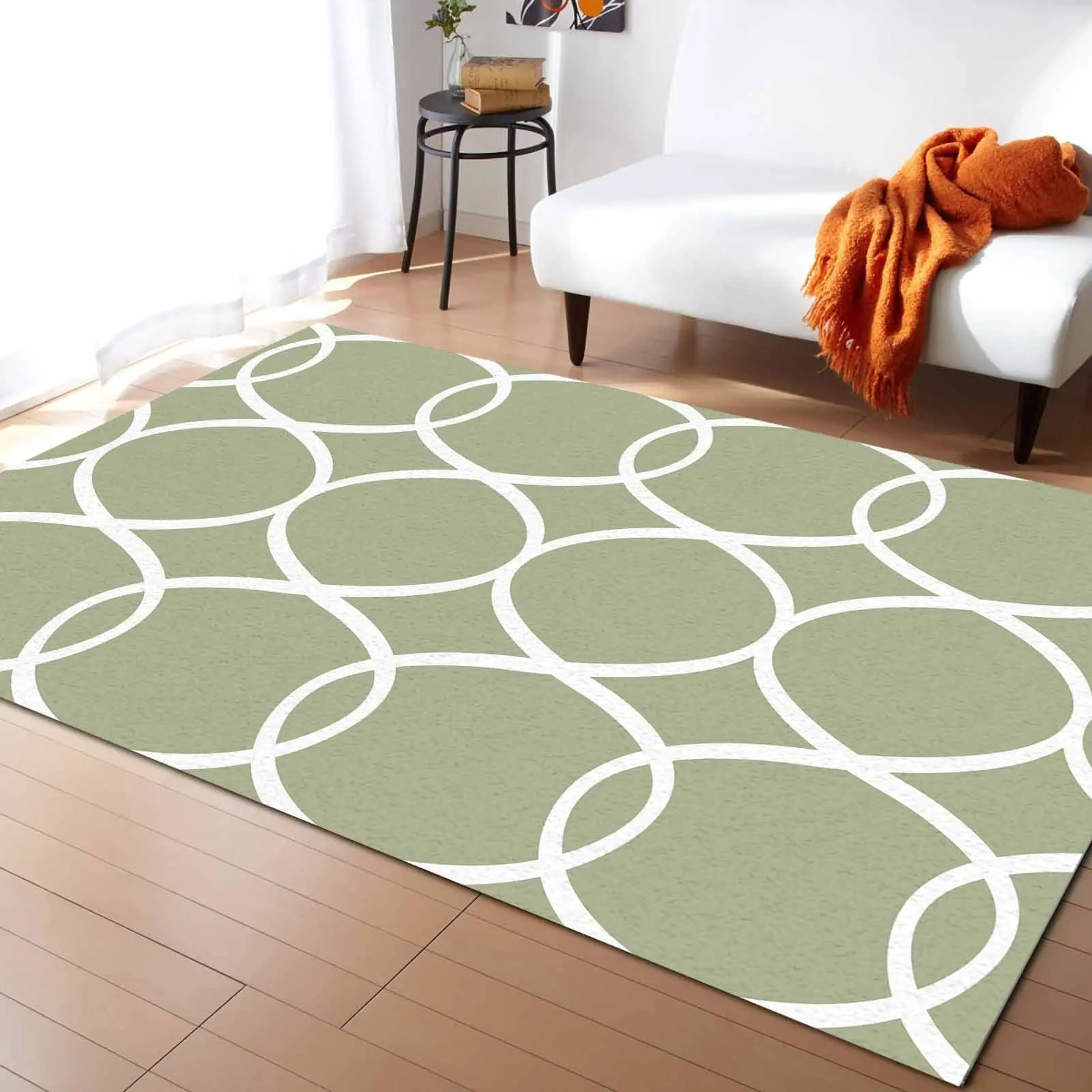 

Geometric Abstract Line Sage Green Living Room Floor Mat Children's Bedroom Bedside Carpet Kitchen Door