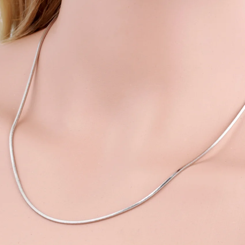 Windshow 35cm-60cm 1mm Messing Weiß Gold Farbe Schlange Ketten Halskette Frauen Schmuck Kolye Collier Halskette 35cm 40cm 45cm 50cm 60cm – Detail 20