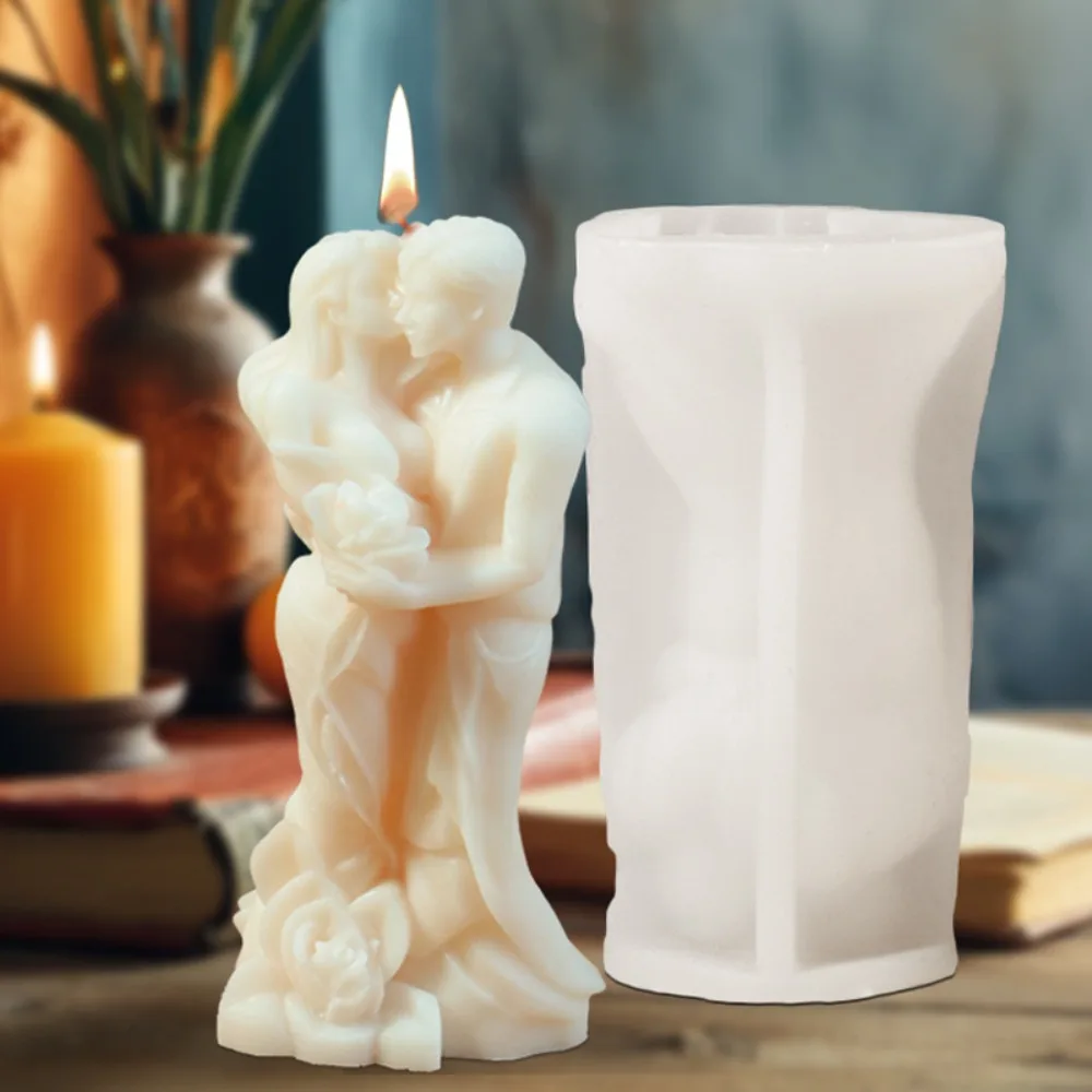 Silicone Valentine's Day Candle Mold Non-slip DIY Plaster Mold Reusable Easy To Demold Couple Aromatherapy Candle Mold