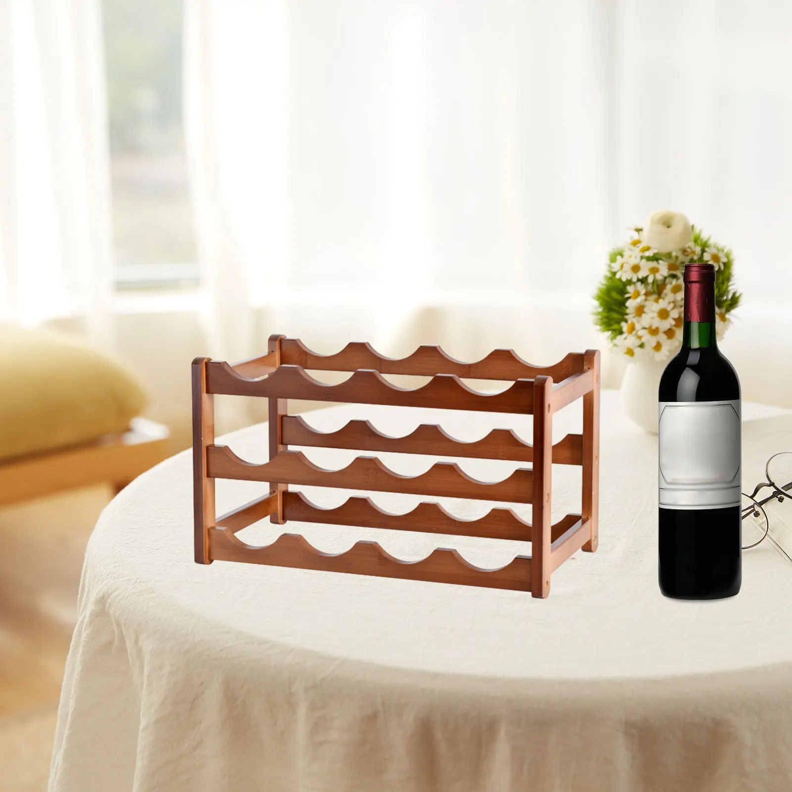 Red Wine Rack Wooden Bottle Shelf Wine Stand Storage Organizer Household Display Rack Tabletop Bottle Holder Home Decor
