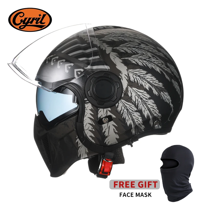 Motorcycle Full Face Open Face Helmet Modular Double Lens DOT ECE APPROVED Retro Helmets CYRIL OP12A