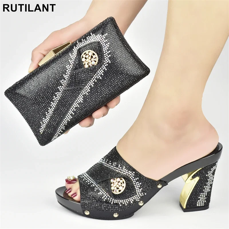 

New Arrival Nigerian Shoes and Matching Bags Fashion Shoes Women High Heels Women Shoes and Bag Set In Italy