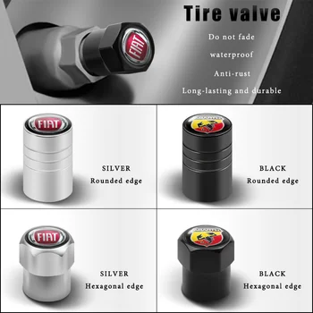 4Pc/set Car Wheel Tire Valve Caps Air Stem For FIAT 500 Abarth Doblo Tipo Panda Ducato Fiorino Grande Punto 500X Freemont Stilo