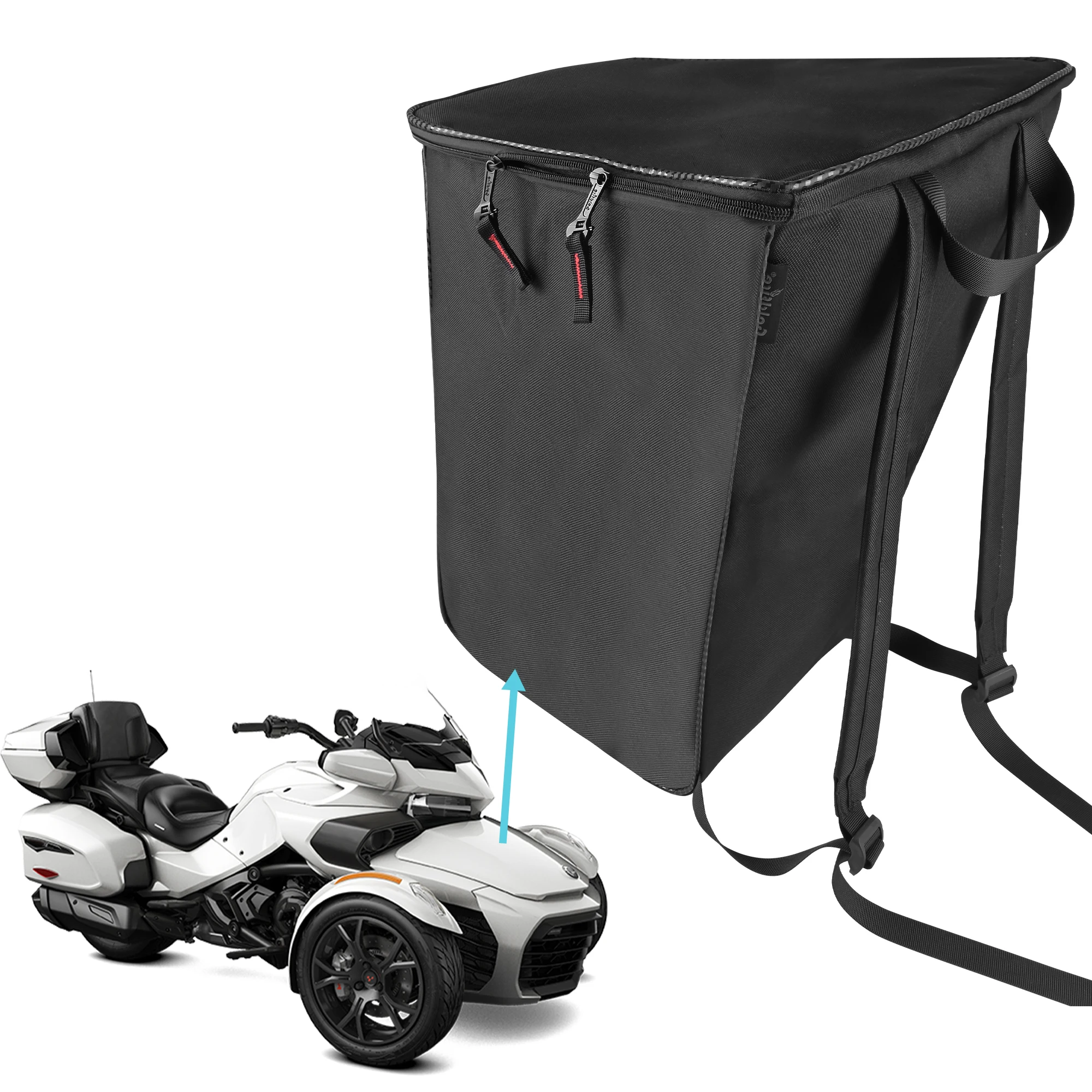 

GoldFire Motorcycle Accessories Front Storage Cargo Waterproof Bag for Can Am Spyder RT 19 2010 Trunk Luggage Backpack Straps