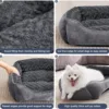 S7fc324c5af764745a1919b1ca6a6ddbaY.jpg Large Dog Bed Square Plush Cat Nest Kennel All Season Washable Dog Sofa Waterproof Mattress Cat Bed for Medium Dogs Accessories