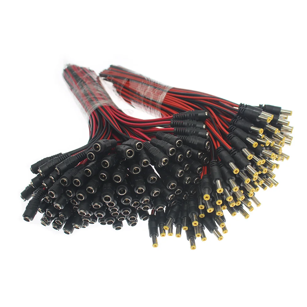 fio 12V, conector Jack para câmera CCTV, 5.5x2.1mm, 100pcs