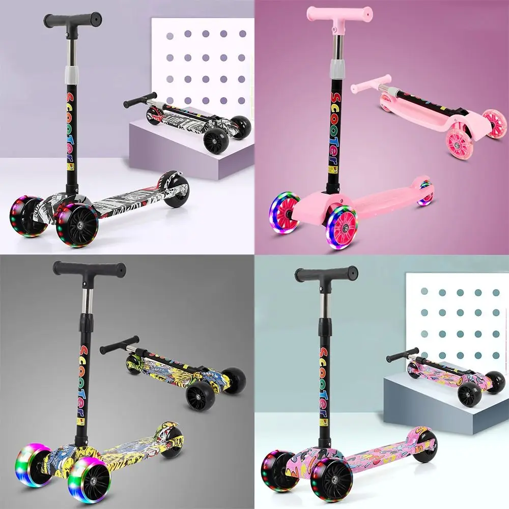 Scooter pieghevole per bambini Pedali allargati ad altezza regolabile Scooter per bambini con ruote flash Monopattini pieghevoli leggeri - immagine 3
