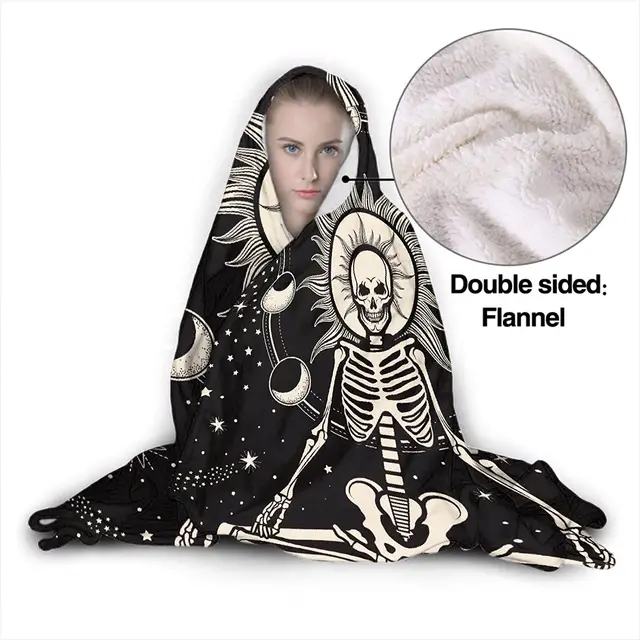 Gothic Skull Snuggy Hooded Blanket Gifts For Men Gifts for women