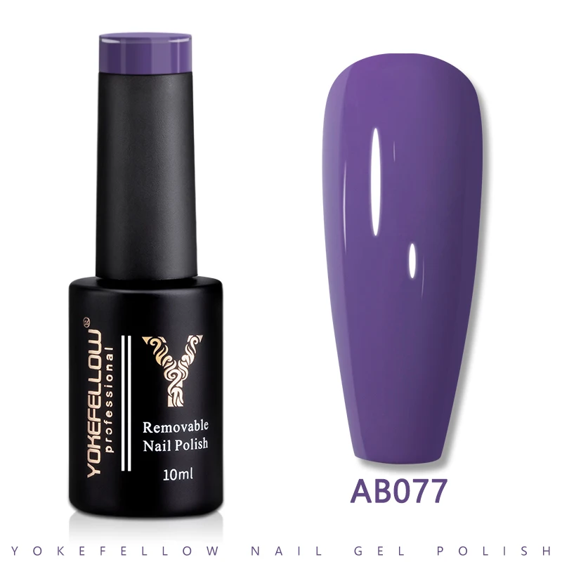 YOKEFELLOW UV LED Gel Nail Polish Purple AB077 10ML Professional Semi-permanent Gel Varnishes for Nails