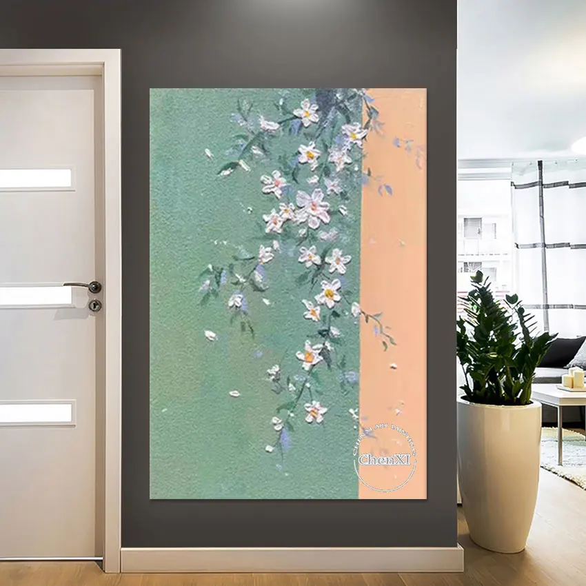 

Hotel Porch Decorative Item Flowers Picture Canvas Large Size Poster Art Hand-painted Wall Oil Painting Modern Murals Artwork