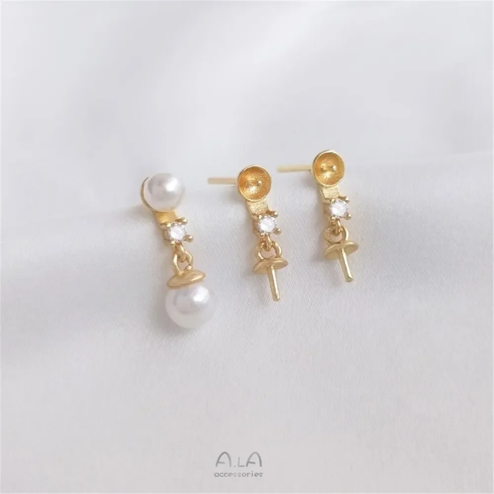 

925, закаленная игла, 14K, золотые серьги в форме половины, Висячие овечьи глаза, «сделай сам», липкие жемчужные Подвесные серьги, материал