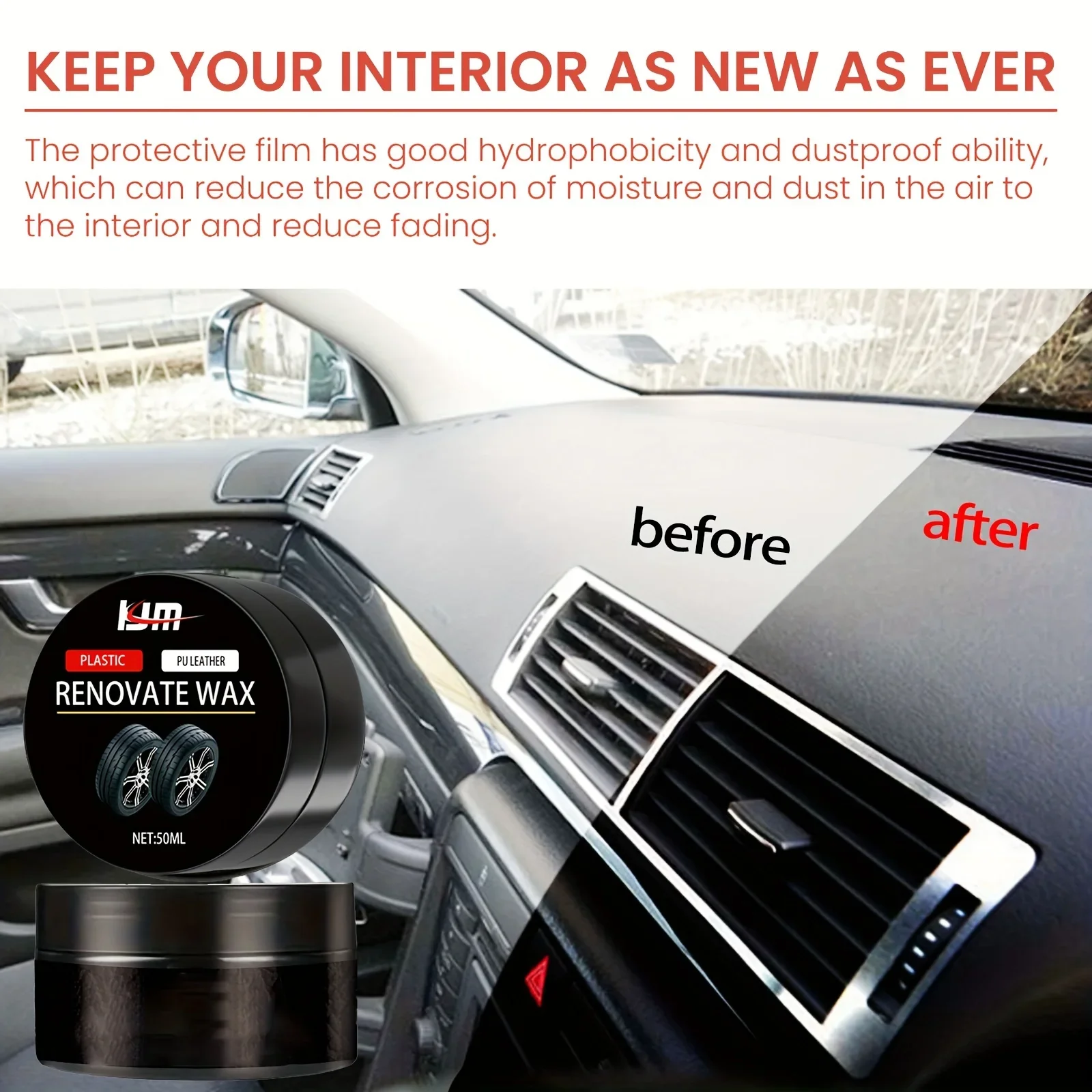 Automotive plastic refurbishment wax PU leather rejuvenation interior scratch repair whitening leather prevent aging car plastic restorer plastic restorer leather plastic repair wax