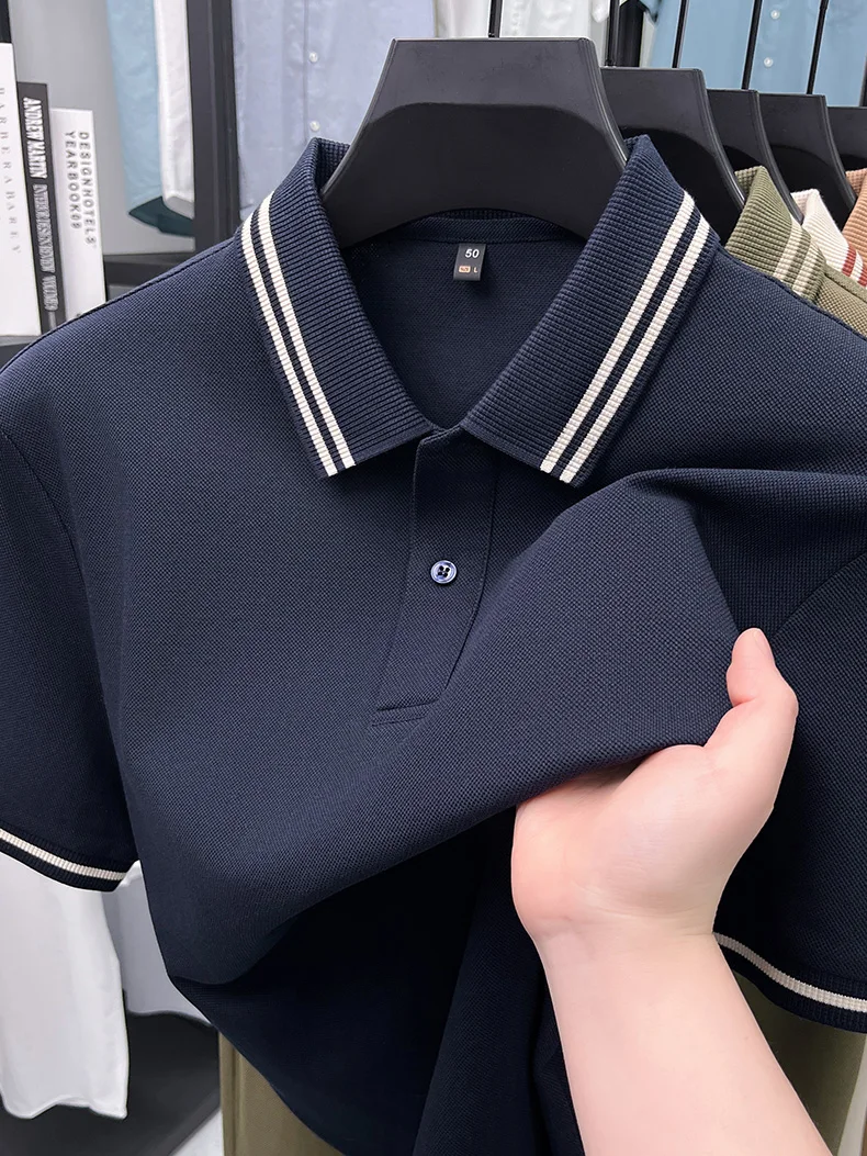 100% pure cotton men's short sleeve polo shirt high-quality fashion soft comfort striped decoration summer casual T-shirt top 29 S7fc37bd19d9a4b2ba2d68396a6c319f5J
