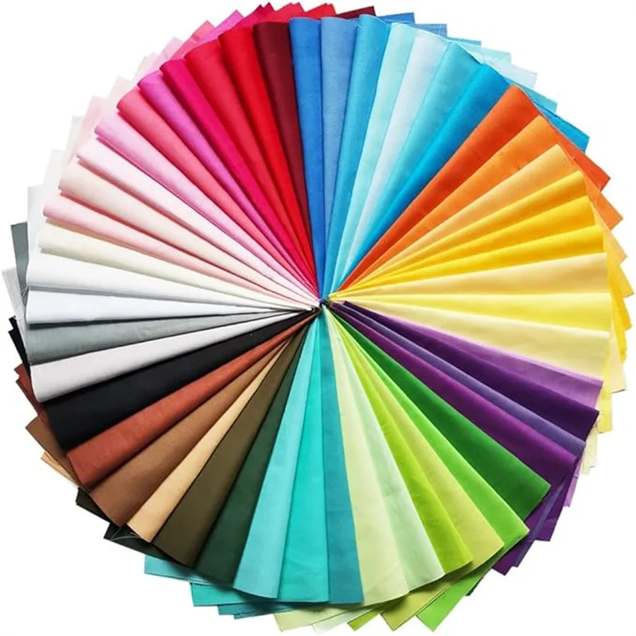 50 חתיכות סט בד מרופד (20cm x 20cm) צבע אחיד כותנה טהורה, חתוך מראש ריבועי תפירה מרופדת פטשוורק, מתאים לעשייה ביתית