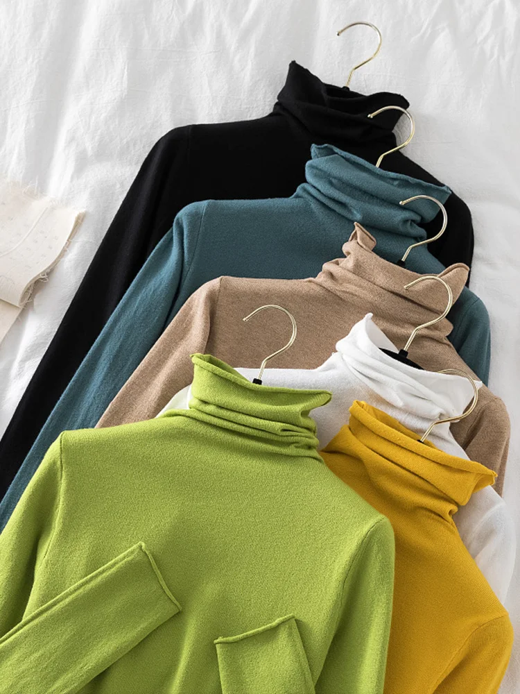 Turtleneck Women Sweaters 2025 Autumn Winter Sweater Knitted Pullover Long Sleeve Woman Sweaters Tops Soft Jumper Pull Femme 2