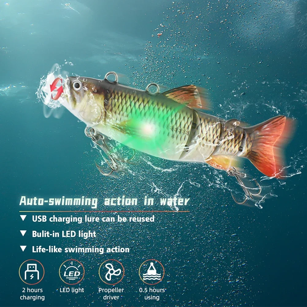 1Pc Fishing Lures,fishing Equipment,electric Fishing Lure,smart Bait Electric,USB Rechargeable,Suitable for Lakes, Rivers, Sea