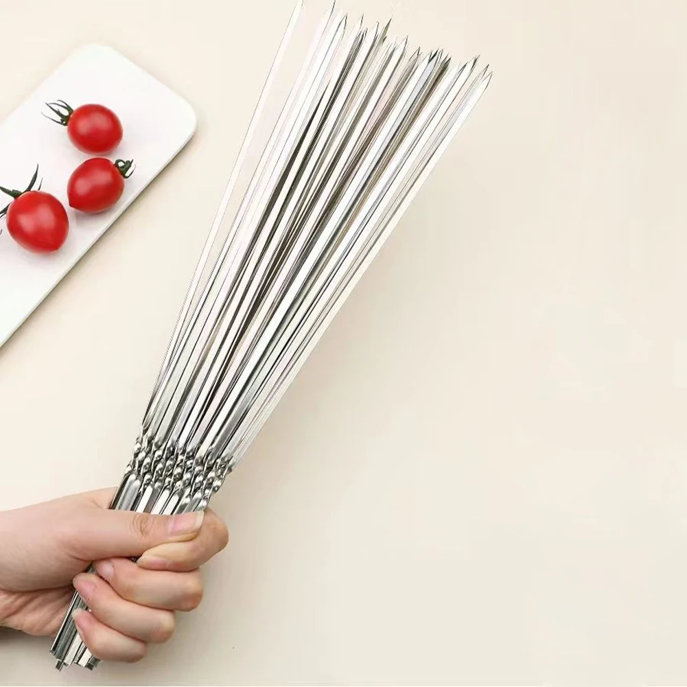 Stainless Steel Barbecue Skewer Reusable BBQ Skewers Kebab Iron Stick Outdoor Camping Picnic Barbecue Skewers Tools 20Pcs