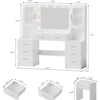 58.3" Vanity Desk with Mirror & Lights, Makeup Vanity with 10 LED Lights, 8 Metal Sliding Drawers & 2 Cabinets, White Vanity Set 2