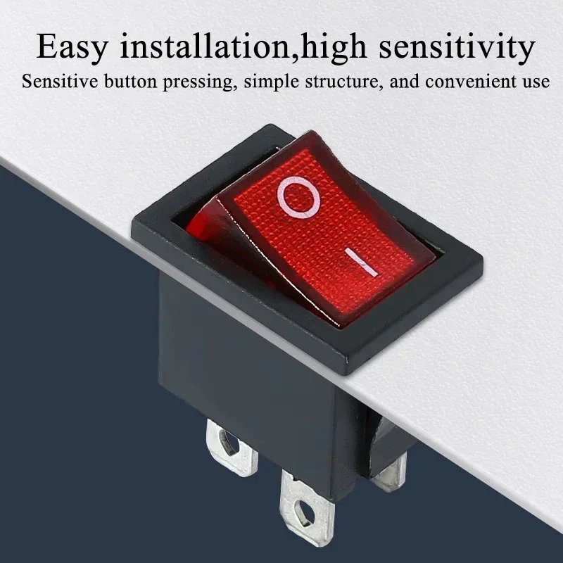 10/2000/10000pcs KCD1 Boat Car Rocker Switch 6A/250V 10A/125V AC With Red Green Light Switch 2/3/4Pin 21*15mm on off on