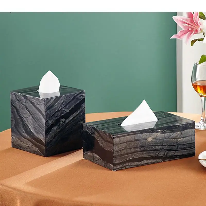 

Rectangular Light Luxury Marble Tissue Box Rectangle Napkin Toilet Paper Holder Case Paper Napkin Dispenser Home Decoration