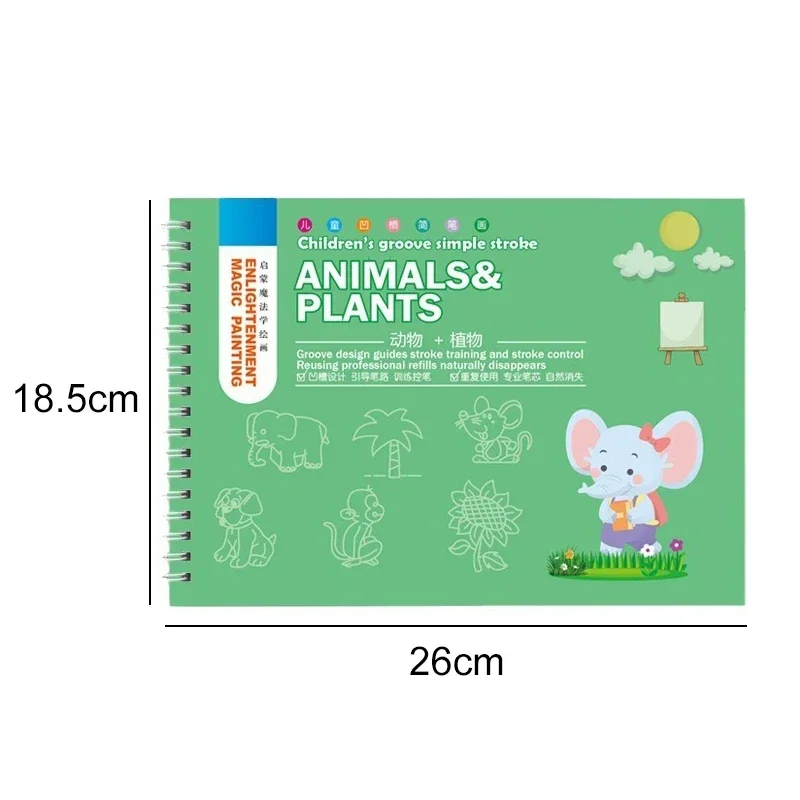 3D Groove Reusable Children Drawing Books Educational Montessori Games Magic Book Curious Copybook for Writing Practice Book 3