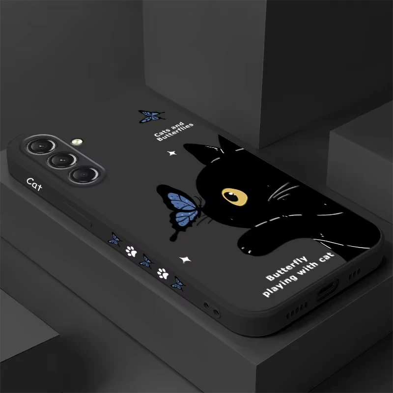 Elegant Cat and Butterfly Design Phone Case