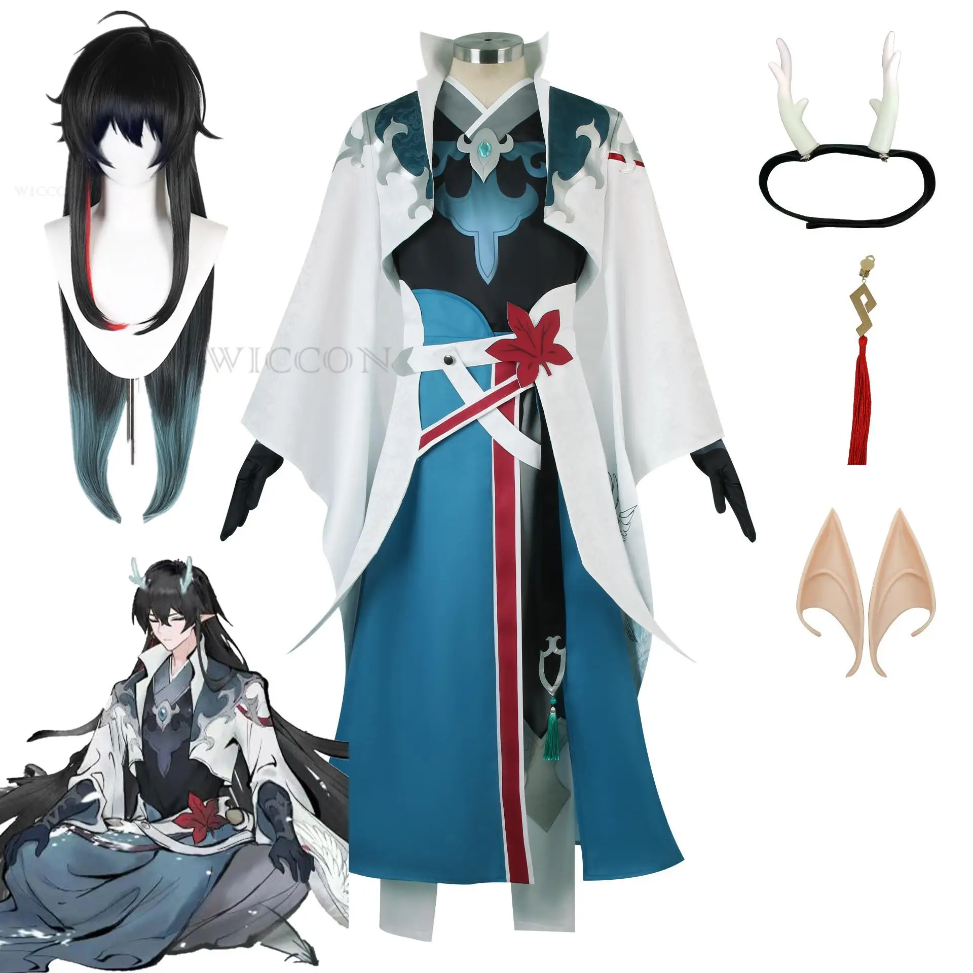 

Dan Feng Cosplay Costume Wig Honkai Star Rail Uniform Hanfu Dan Heng Imbibitor Lunae Luofu Astral Express Halloween Women Men