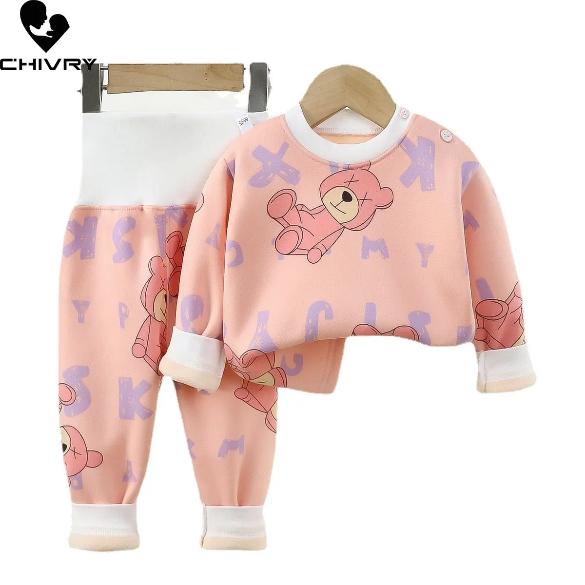 New Kids Boys Girls Pajama Sets Cartoon Long Sleeve Thick Warm T-Shirt Tops with Pants Baby Autumn Winter Sleeping Wear Clothing