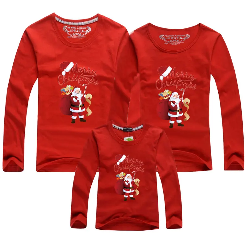 

Christmas Costume Mom Dad And Me Clothes Long Sleeve Cotton Cartoon Print Adult Kids T-shirt Christmas Family Matching Outfits
