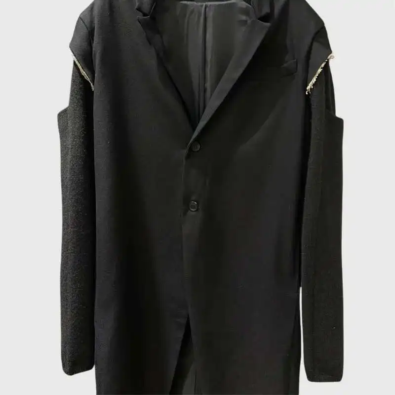 HKSH Spring Autumn New Men Tide Dark RO Style Runway Fringe Windbreaker Long Length Woven Ribbon Design High Sense Jacket HK3746