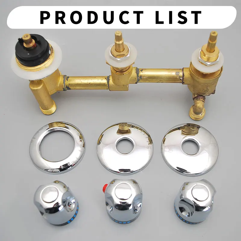 3 Way Diverter Shower Waterfall Bathtub Thermostat Faucet One Piece Square 3 Handle Knobs Bath Shower Mixer Tap 6