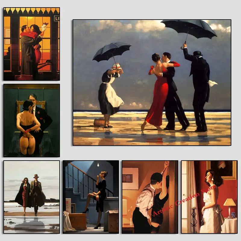 Jack Vettriano Portrait Retro Poster Nordic Romantic Couple Kissing Canvas Painting Wall Art Picture For Living Room Home Decor