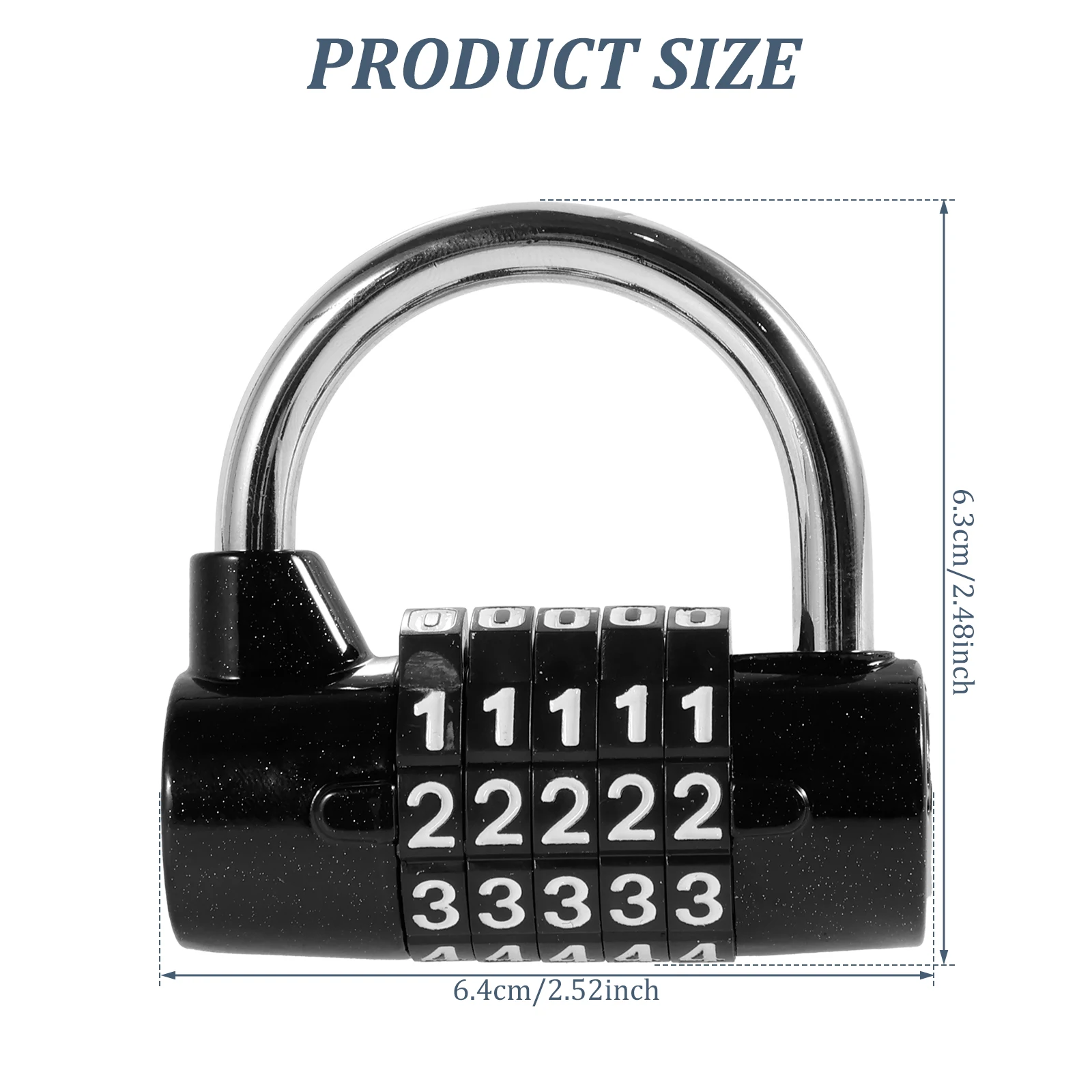 NBYT 5-Dial Letter Combination Padlock - Resettable Zinc Alloy Lock With 7mm Shackle For Gym, Gates, Bikes
