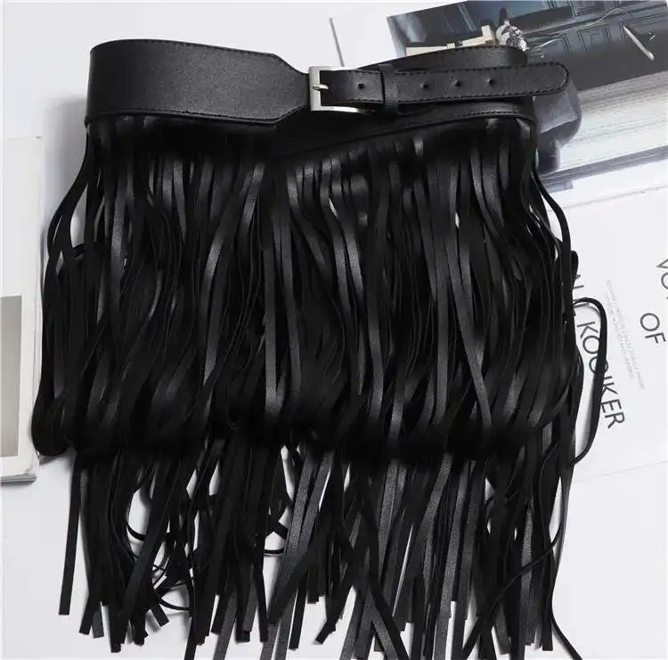 LANMREM Basics PU Leather Skirt Women Belt Black Color High Street Decoration Full Tassels Skirts Female New Fashion 2DC1326 19 S7fc464cf73ae4d52a1c5e543498024b5q