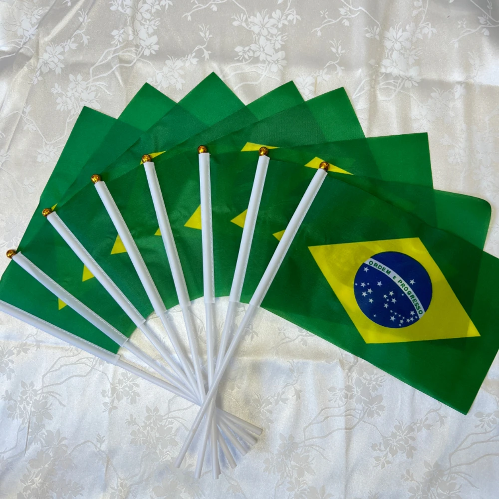Brazil  hand flag 14x21cm polyester print Brazil flag celebrating football fans flag