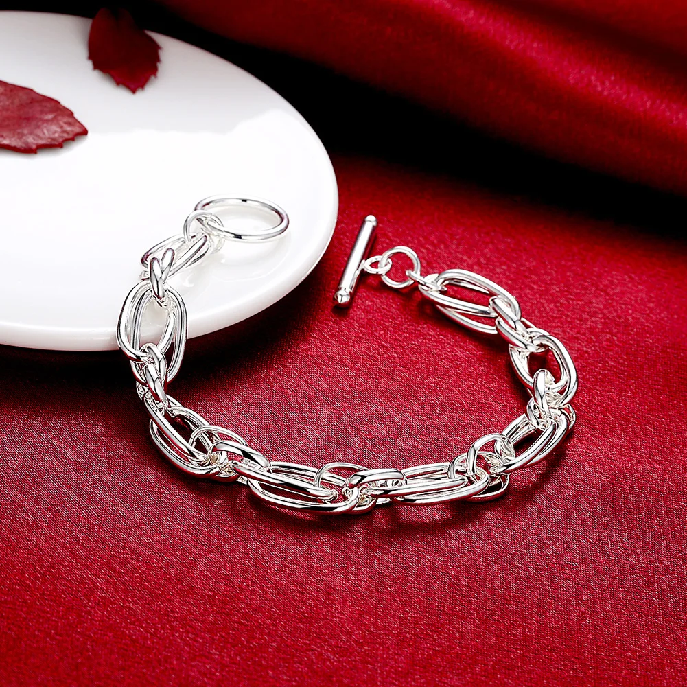 Charms fine creative circle chain fashion 925 Sterling silver Bracelet for woman noble jewelry Wedding party lady Holiday gifts