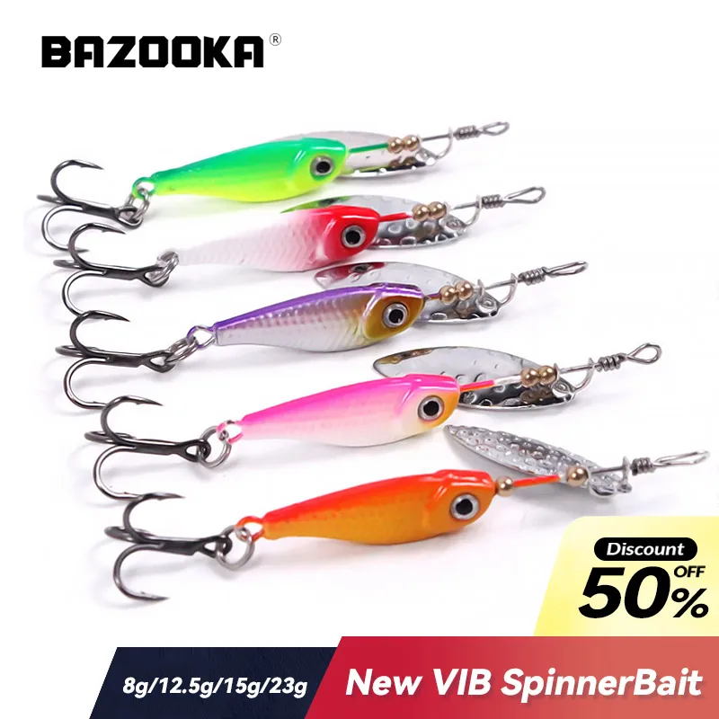 

Bazooka Fishing Lure Spinners Spoon Bait Wobbler Casting Bass Pike Willow Artificial Metal Tackle Sequins