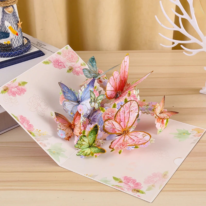 3D Pop-Up Butterfly Cards Birthday Card Anniversary Gifts Postcard Flowers Wedding Invitations Congratulation Card Gift