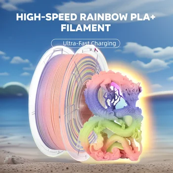 고속 레인보우 필라멘트, 컬러 레인보우 PLA + 필라멘트, 고속 30-600 mm/s, 고속 PLA 설계, 1.75mm